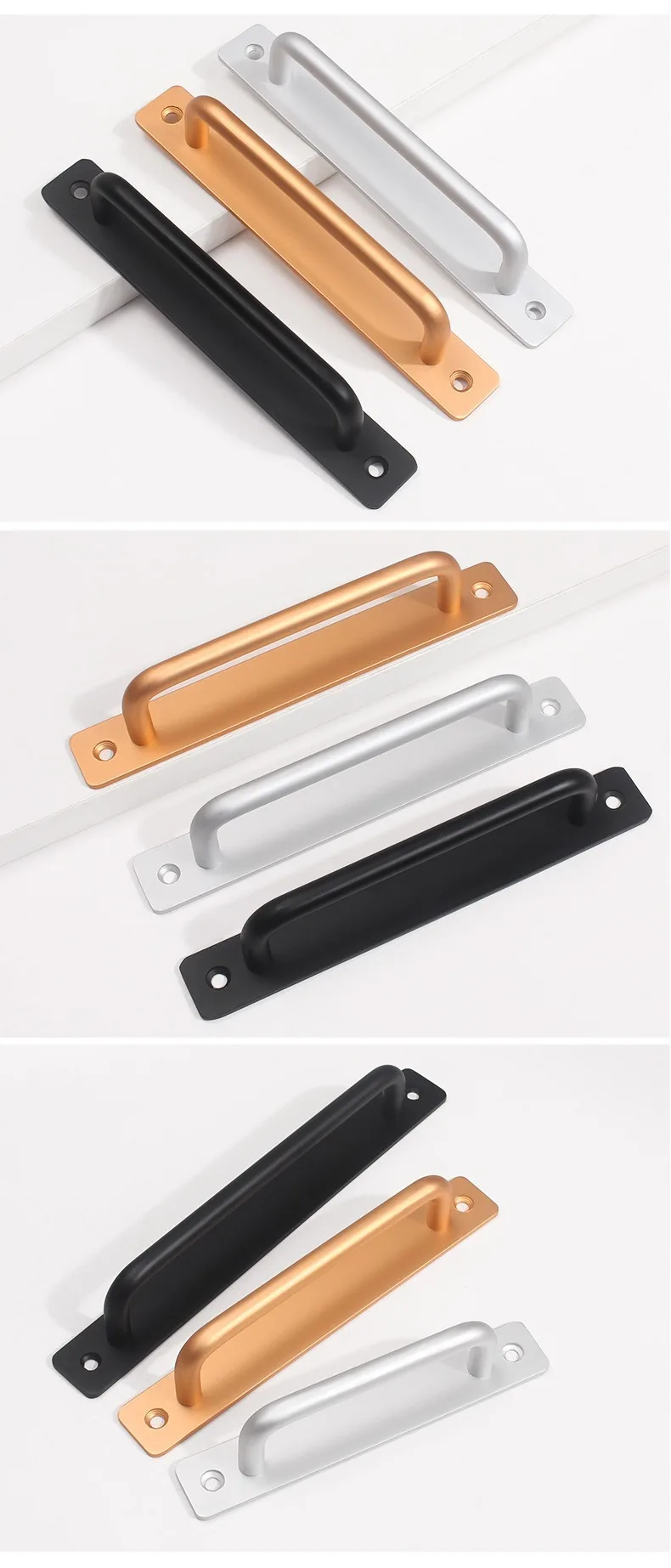1/4 Stück Schiebetürgriff aus Aluminiumlegierung, Push-Pull-Türgriff für Tor und Toilettentür, bohrfreie Griffe, Möbelbeschläge – Detail 6