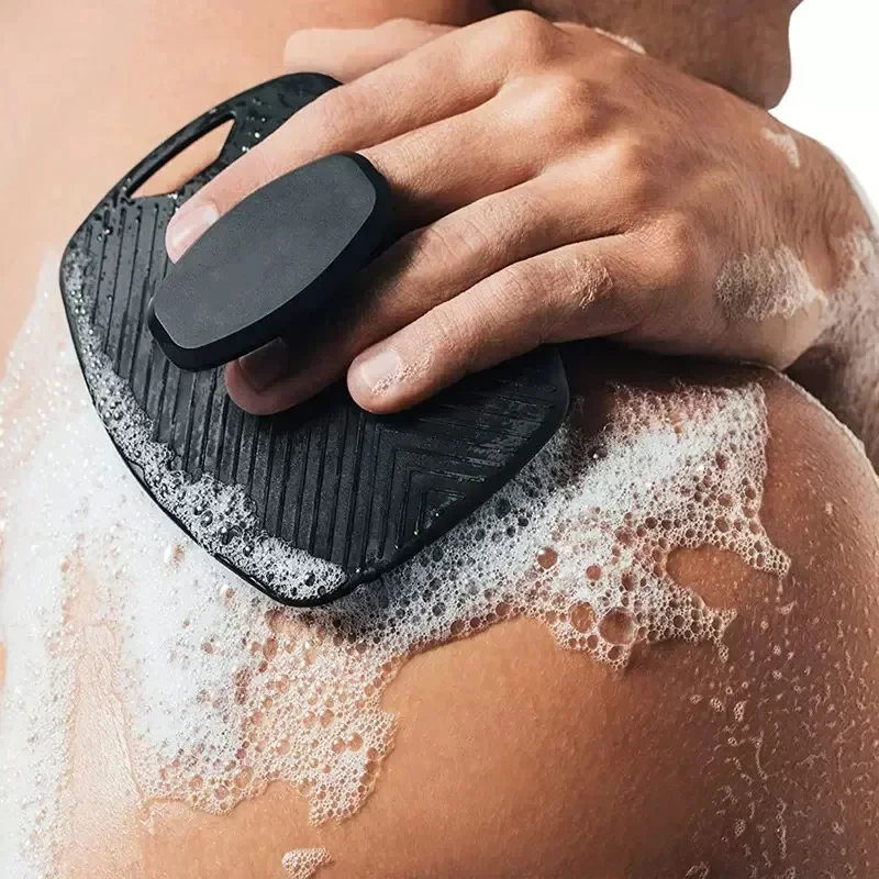Escova de Silicone Exfoliante com Cabo Antiderrapante, Esfoliador Corporal que Limpa e Massaja a Pele, Acessórios para Banheiro, Escova de Banho