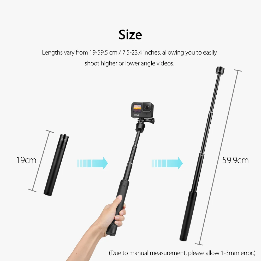 Vamson สำหรับ FeiYu Zhiyun DJI OSMO Gopro 10 9มือถือปรับเสาขาตั้งกล้อง Selfie Stick Stabilizer อุปกรณ์เสริม