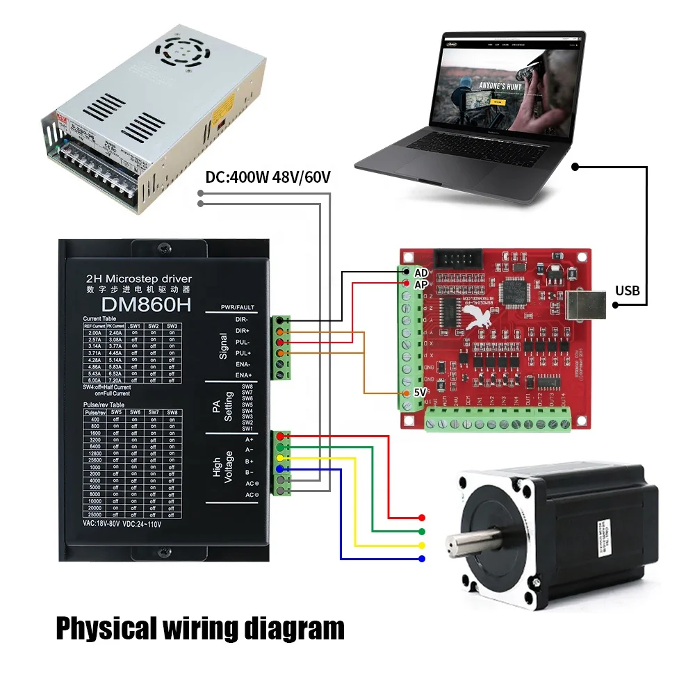 Nema 34 Stepper Motor 4.5Nm Nema34 Kit With DM860 Driver And Power Supply