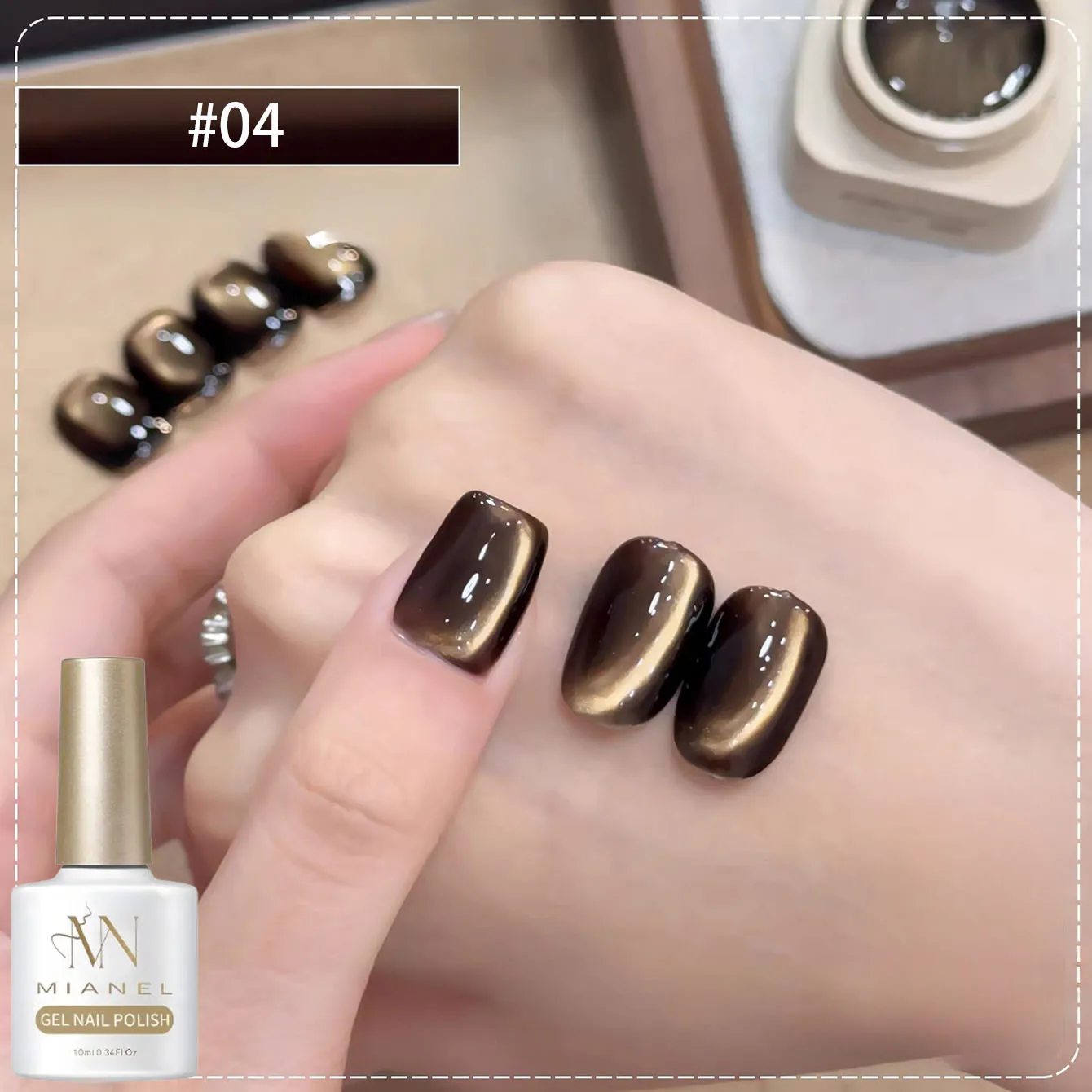 MIANEL 10ML 1-6 pz Autunno Unghie Carine Wangqiuyue Marrone Golden Cat Eye Smalto per unghie 2025 Nuovo Caramello Maillard Perle di Vetro Unghie