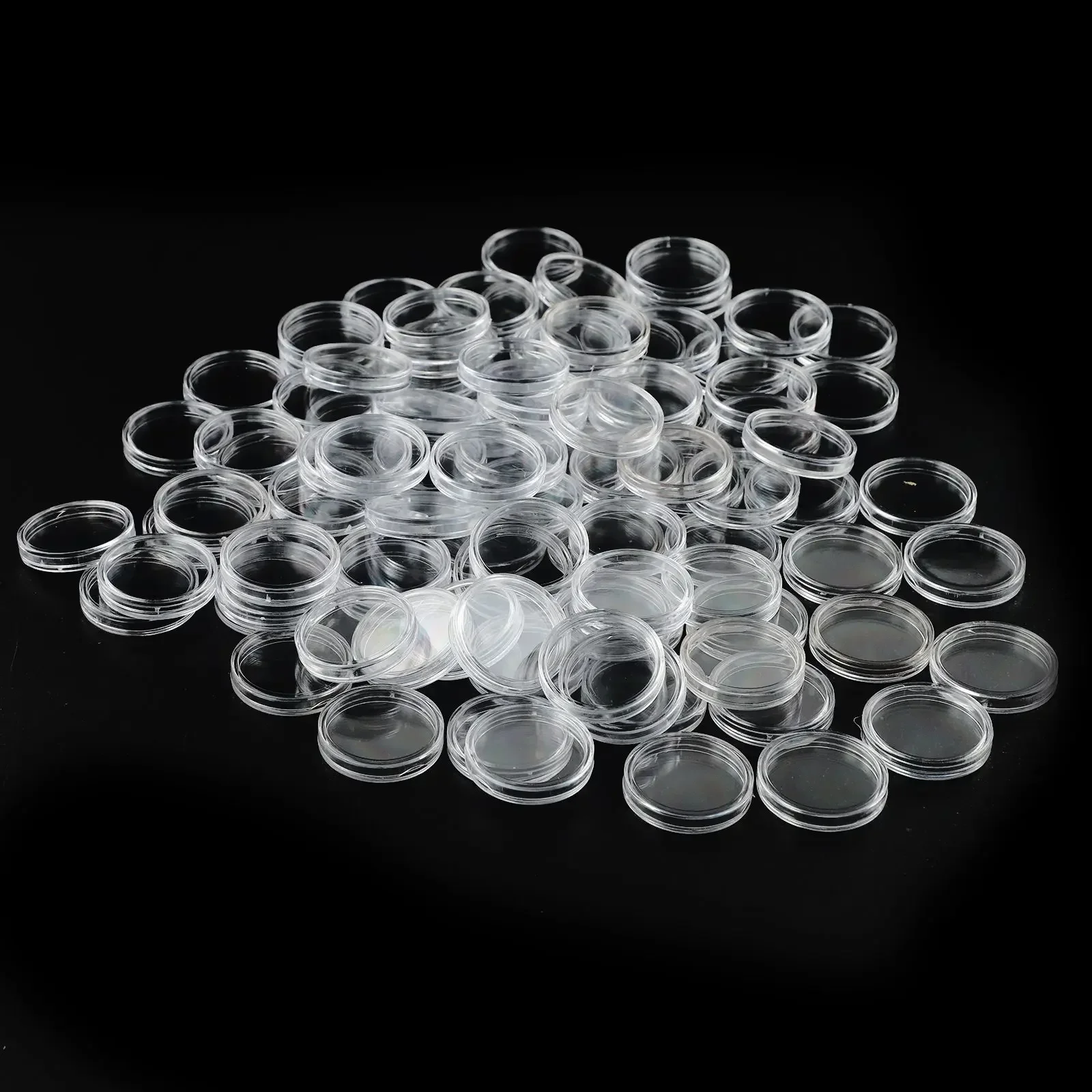 100Pcs Clear Coin Capsule Holder 26mm Transparent Plastic Round Collectable Coin Medal Storage Box Case Collection Supplies