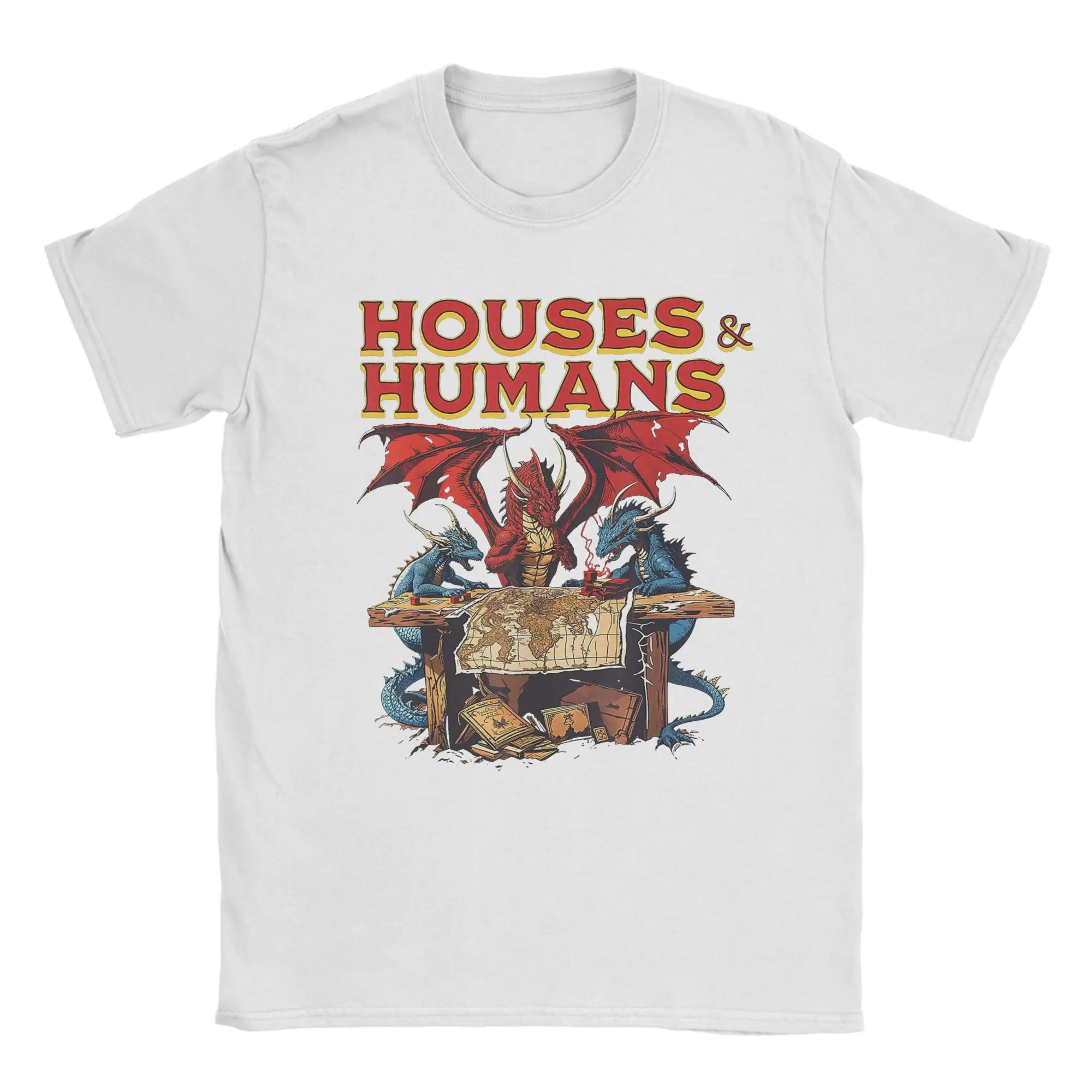 موضة المنازل والإنسان ريترو 90s تي شيرت الرجال القطن الخالص تي شيرت الزنزانة التنين DnD قصيرة الأكمام تيز حجم كبير الملابس