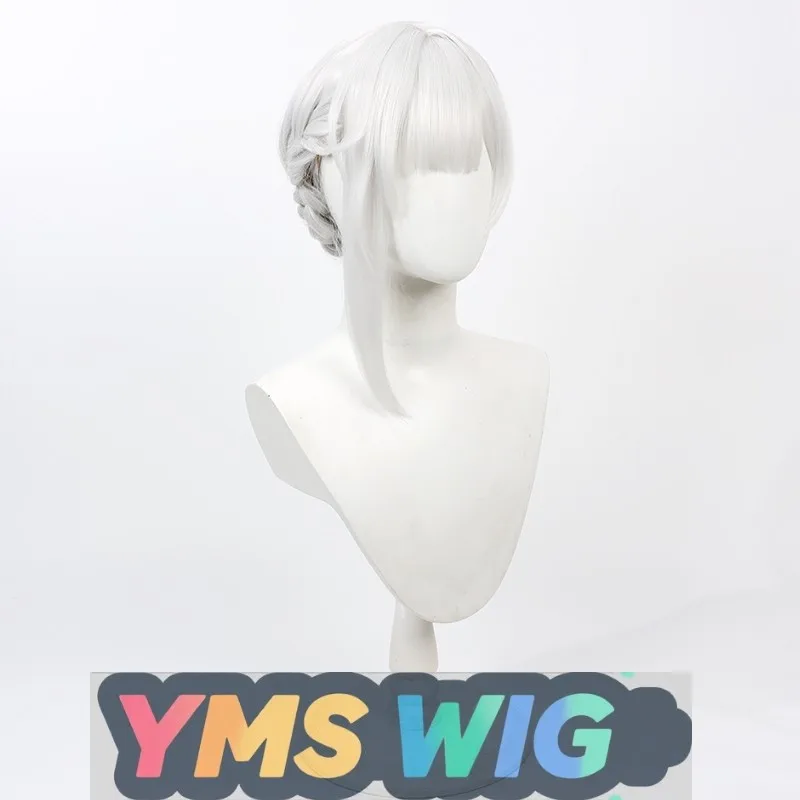 【MES WIG】 Perruque de cosplay de jeu Ming Chao Sanhua, chignon de cuir chevelu réaliste de style blanc argenté