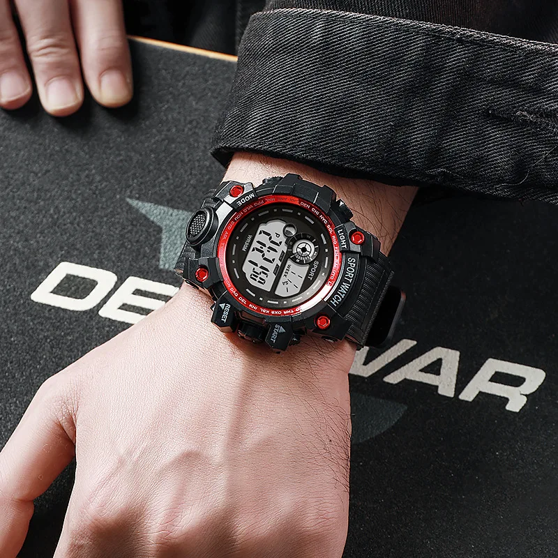 YIKAZE Men Sports Watch Waterproof LED Digital Watch Big Dial Fitness Sport Watches Multifunction Electronic Wristwatch for man