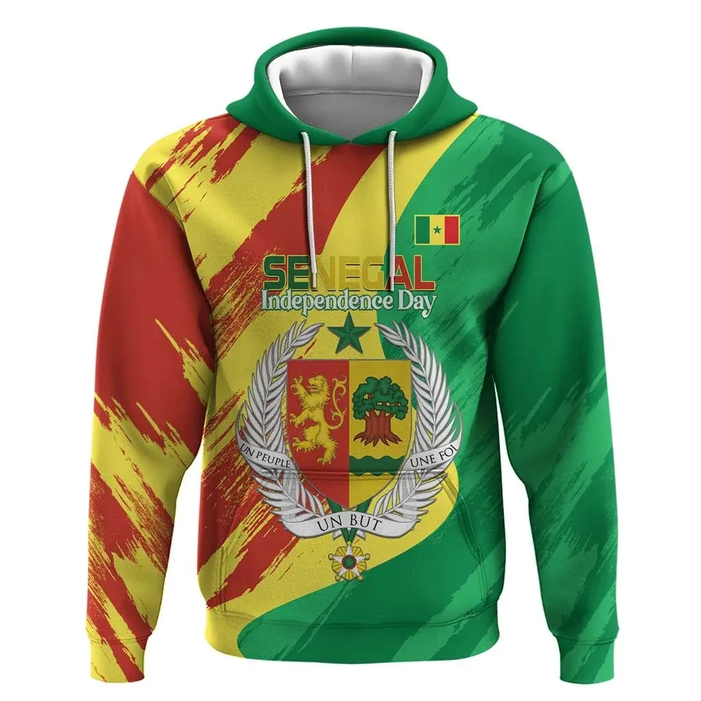 2026 Senegal Printed Pullover Long-Sleeve Fashion Top Men's Hooded Sweatshirt for Casual Commuting Sports Shirt