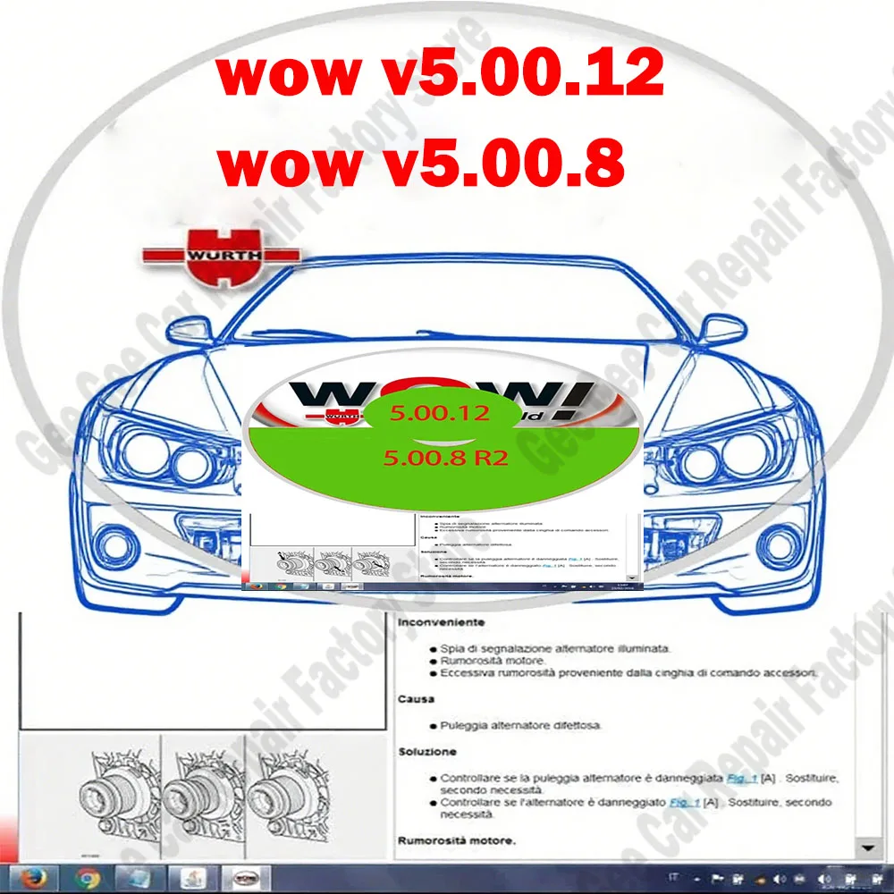 Hot Car Maintenance Tools W-urth WOW V5.00.12 WOW 5.00.8 obd2 scanner R2 Software Multi-languages with Keygen For Tcs Multi-diag