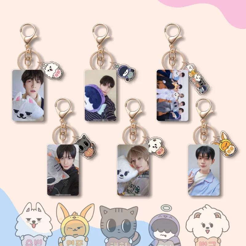 KPOP Korean Boy GroupNew Cartoon Photo Acrylic Keychain Pendant Felix Hyunjin Changbin Bangchan Pendant Accessories Fans Gifts