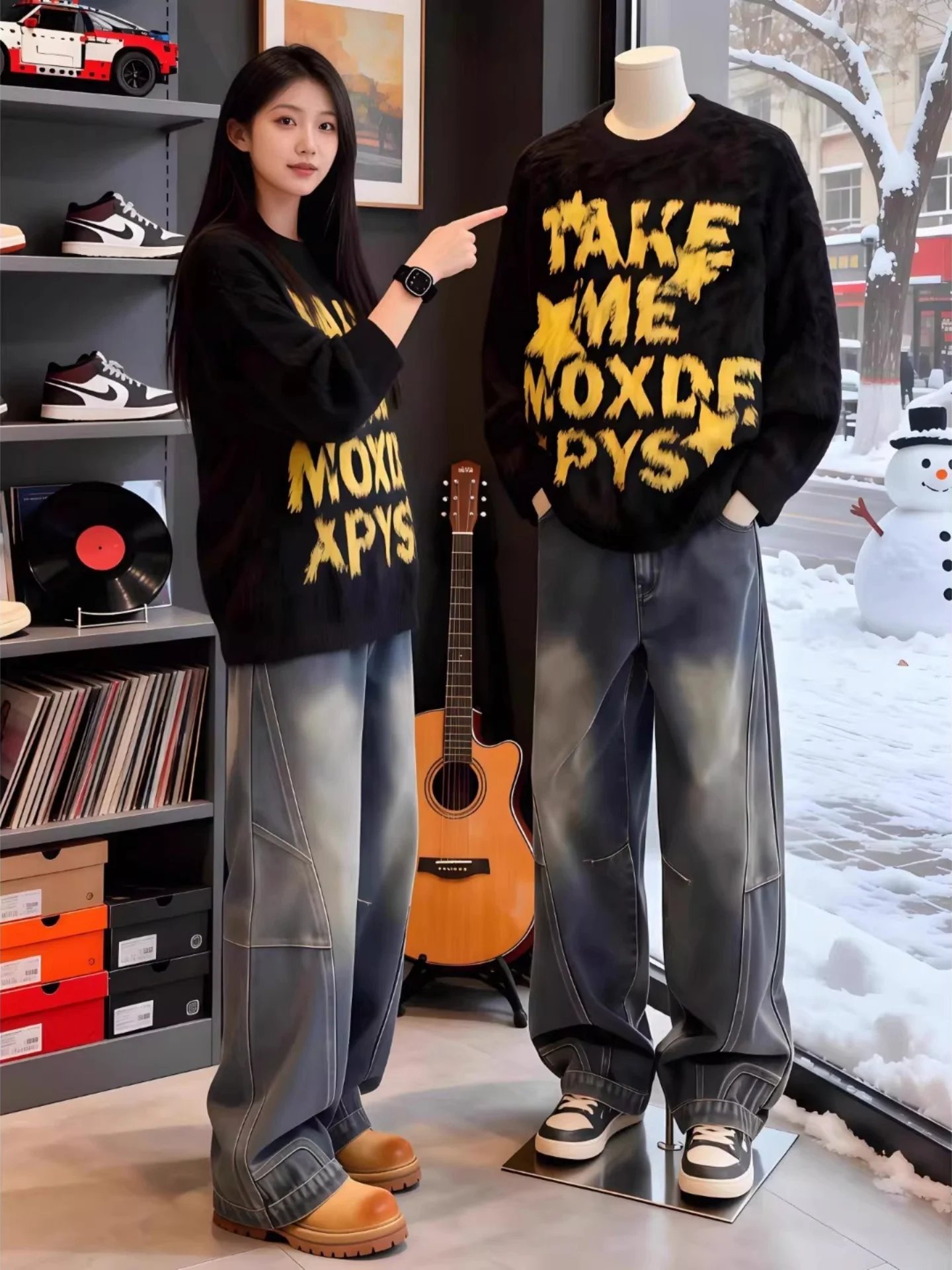 

Мужской вязаный свитер из норкового бархата с американским ретро-принтом, мягкий, уютный, для дома и улицы, на зиму