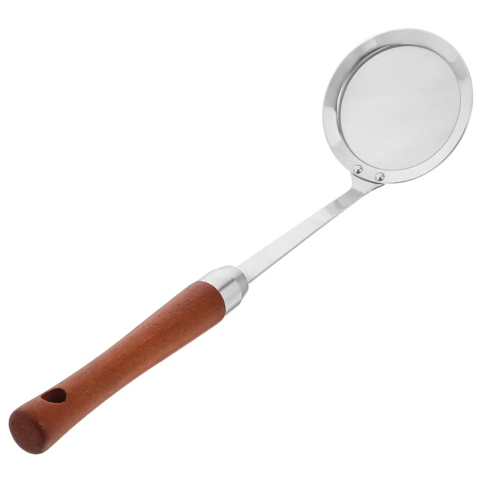 

Oil Filter Spoon 304 Stainless Steel Fine Mesh Strainer Skimmer Ladle Food Scoop Kitchen Tool Wooden Handle Multifunctional