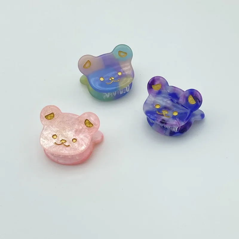 5 teile/satz kleine acetat haarspange klaue für mädchen blume haarnadel kinder bär herz haarspange frauen muschel haar krab zubehör – Detail 2