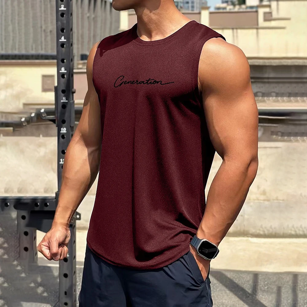 

Men's Gym Tank top 2024 Fitness Sleeveless Shirt Male Breathable Fitness Sports Vest Undershirt Running O-neck Sports Tank top