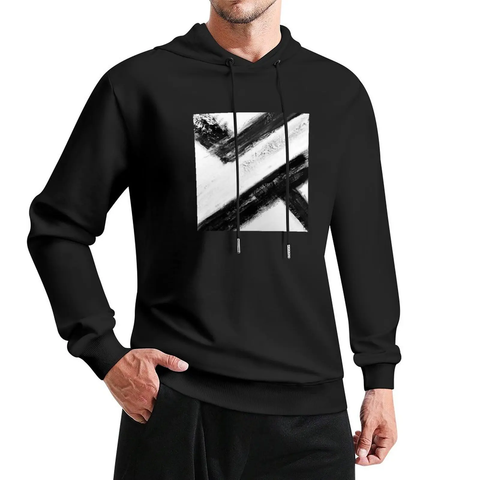 Abstract lines black, grey and white painting Pullover Hoodie autumn jacket men men's oversize hoodie