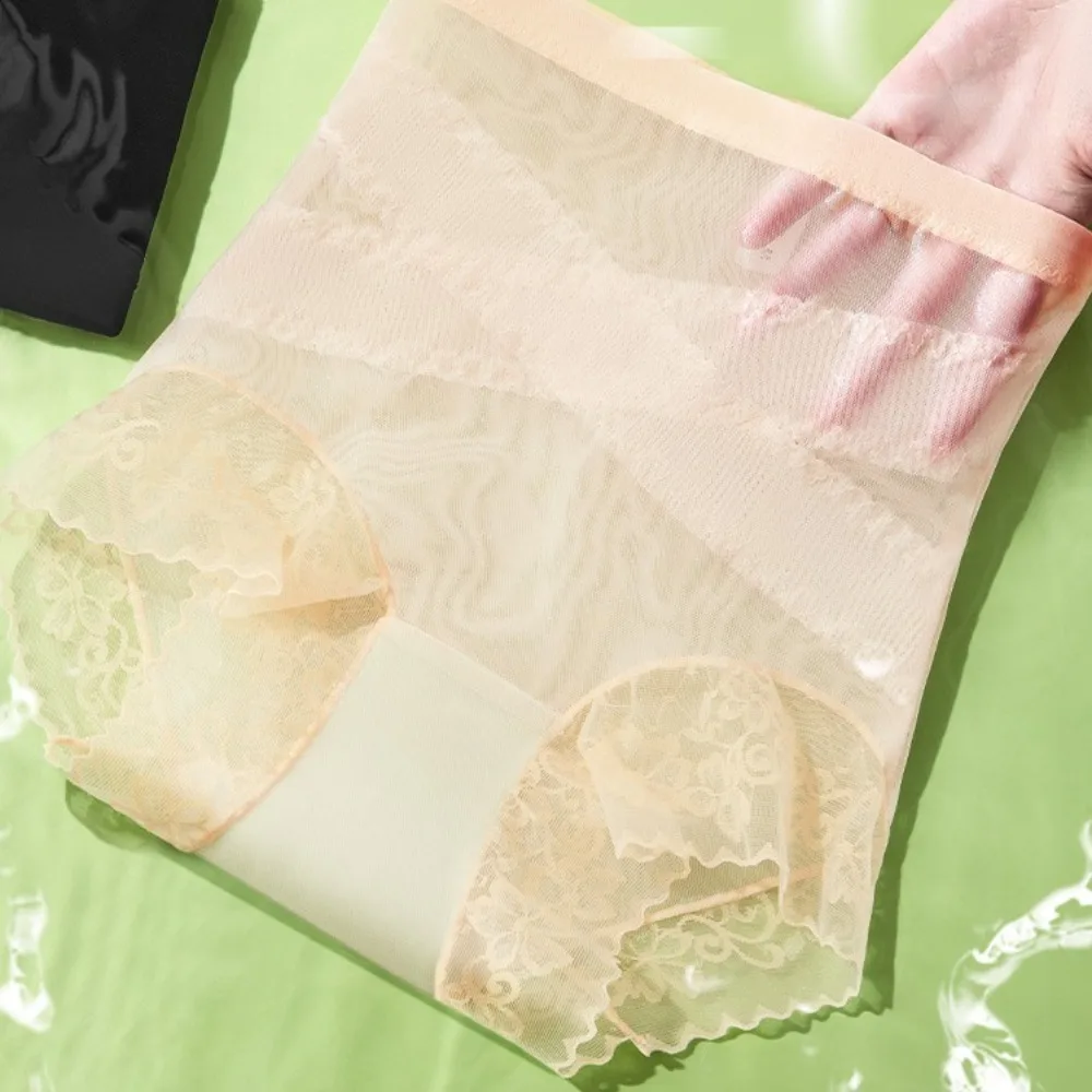 Wysokie majtki modelujące z cienkiej koronki, majtki wyszczuplające z jedwabiu morwowego w kroku, bielizna modelująca talię, wyszczuplające brzuch.