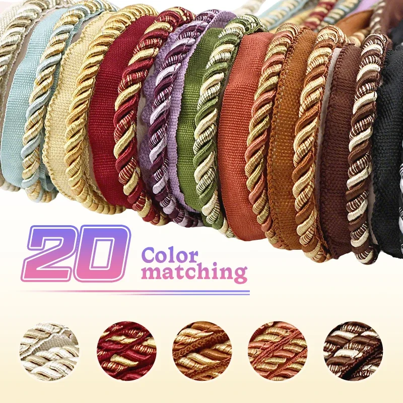 2/6/12M 6cm Zweifarbiges Makramee-Kordel-Vorhangband, Heimtextilien-Dekor, Spitzenkordel, gewebte Fadenseile, Sofabezug, Taschenriemen, DIY-Nähmaterialien