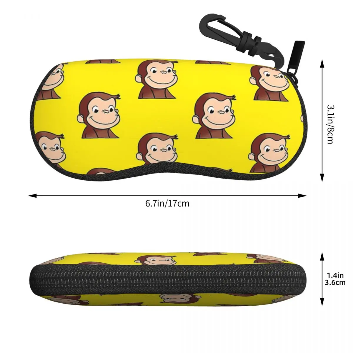 Curious George Shell Glasses Case Portable Sunglasses Box Women Men Soft Eyeglasses Bag Pouch