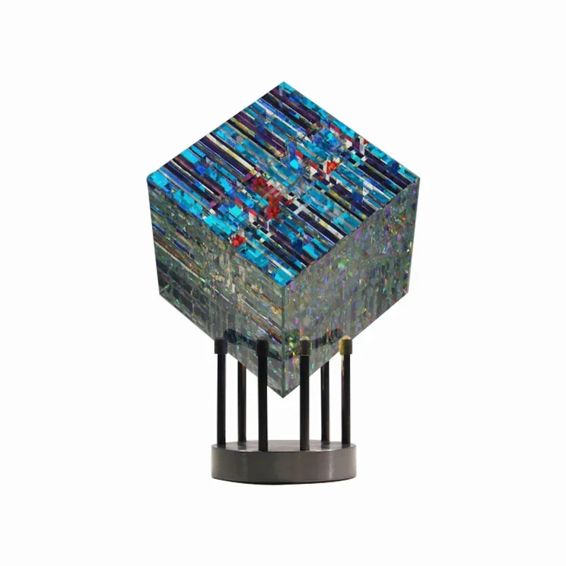 New Hot Magik Chroma Cube Sculpture Crystal Magical Cube Statue Decoration Home Desktop Ornament Handmade Crafts Birthday Gift