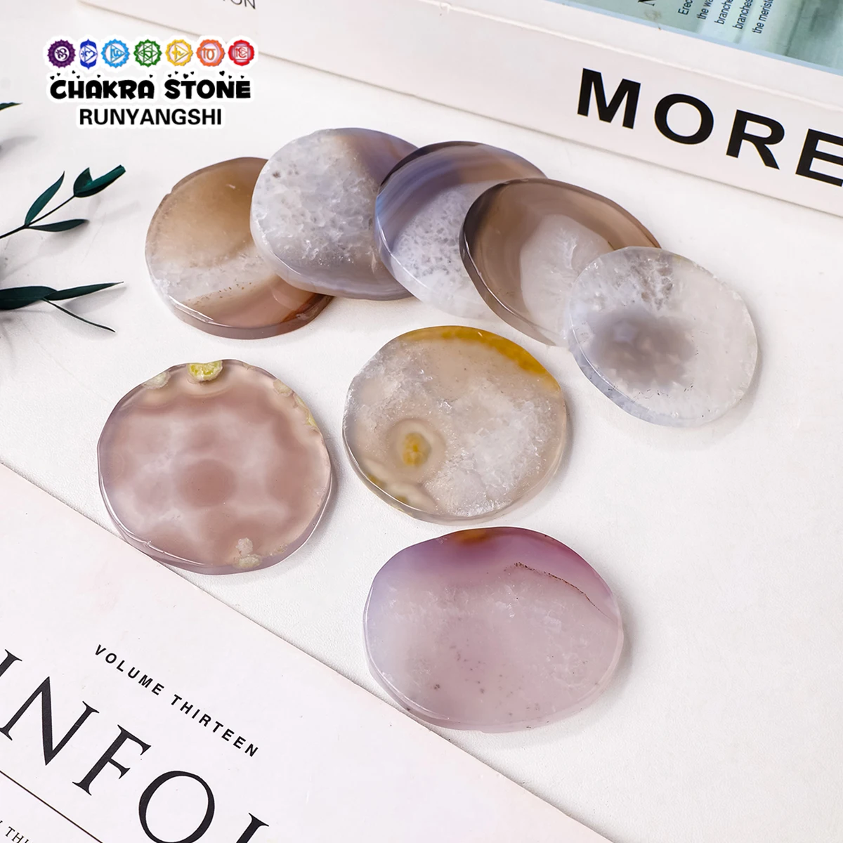 1PC Natural Crystal Agate Irregularity Round Slice Hand Crafted Coaster Household Supplies Household Kitchenware Home