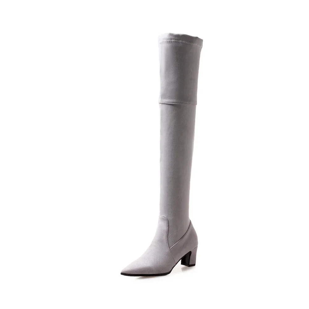 Brand New Winter Fashion Yellow Black Women Thigh High Slouch Boots High Heels Lady Shoes Plus Big Size 10 32 45 48