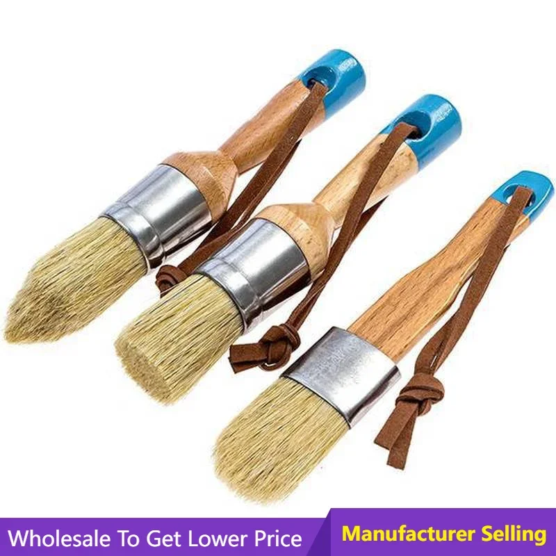 

3 Pcs/Set Chalk & Wax Paint Brush DIY Painting Waxing Tool Brushes Bristle Stencil Natural Bristle Brushes Furniture