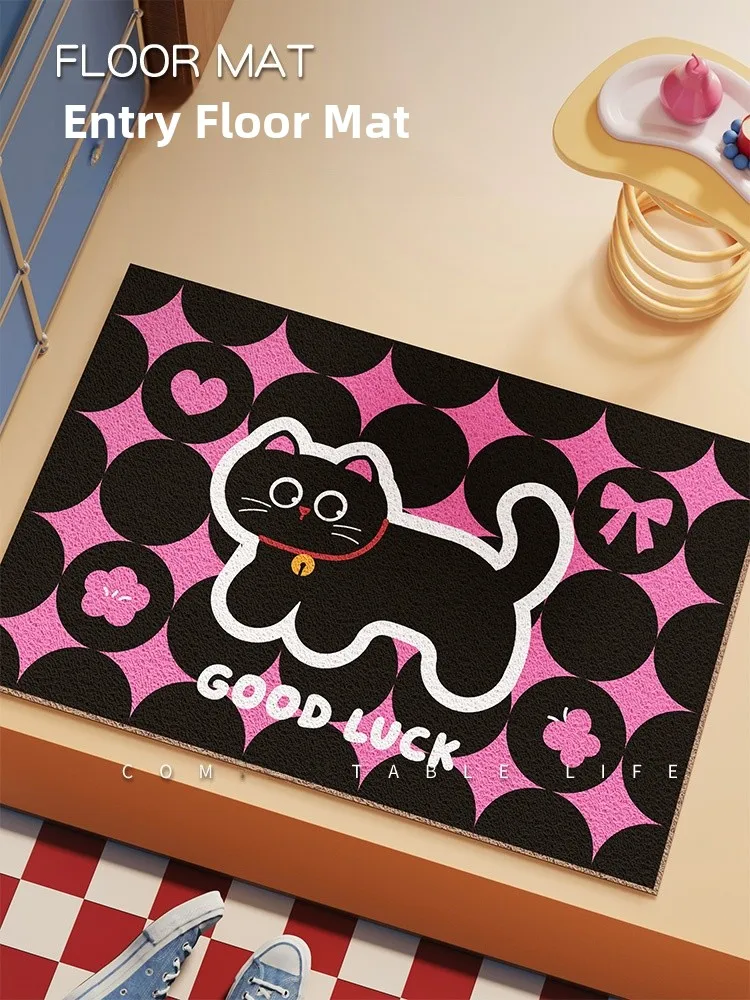 

Adorable Pattern Door Mat Indoor Entrance Decorative Carpet Easy to Clean Anti Slip Low Maintenance PVC Floor Rug