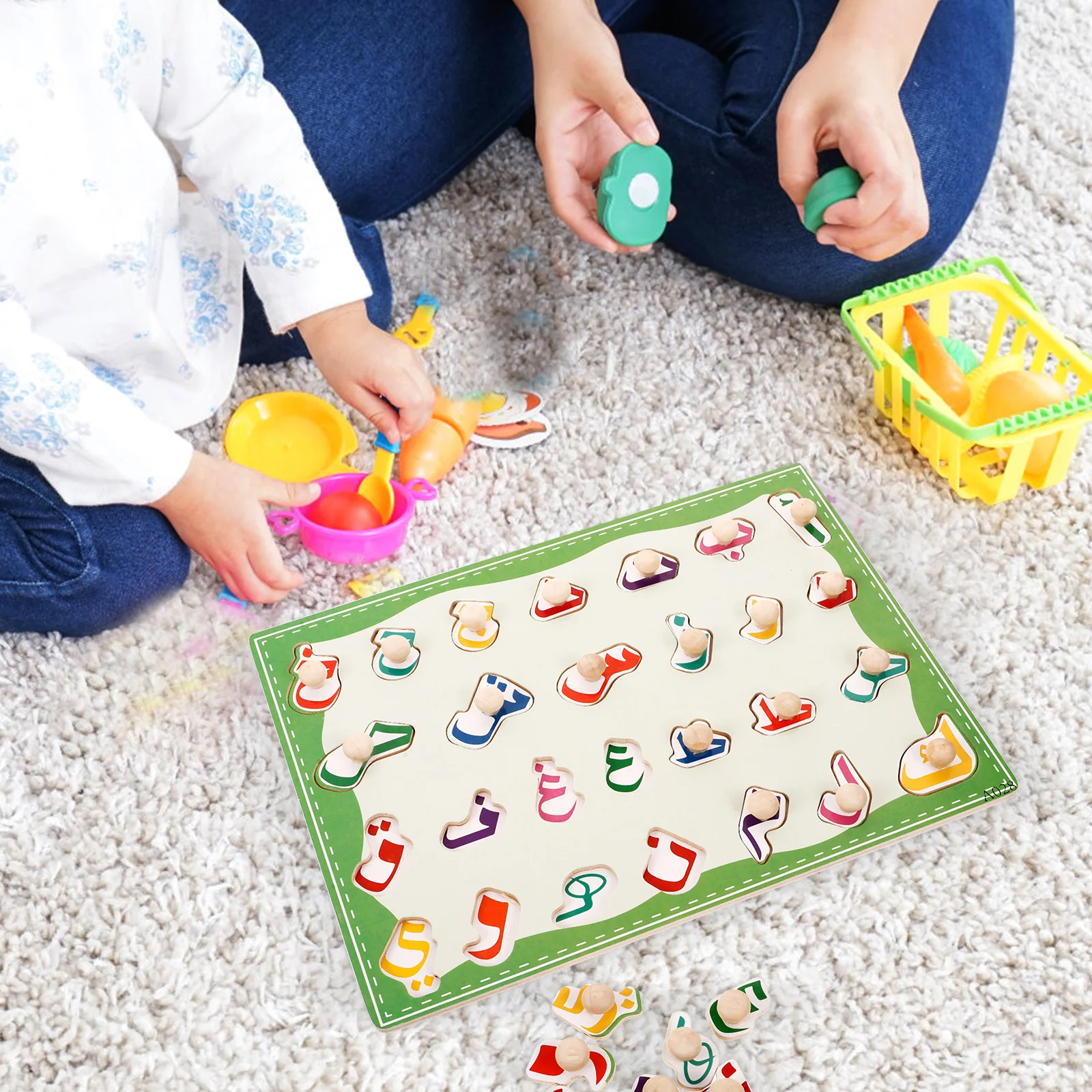 

1 Set Educational Puzzle Board Arabic Alphabet Wooden Jigsaw Matching Game Preschool Learning Tool Bright