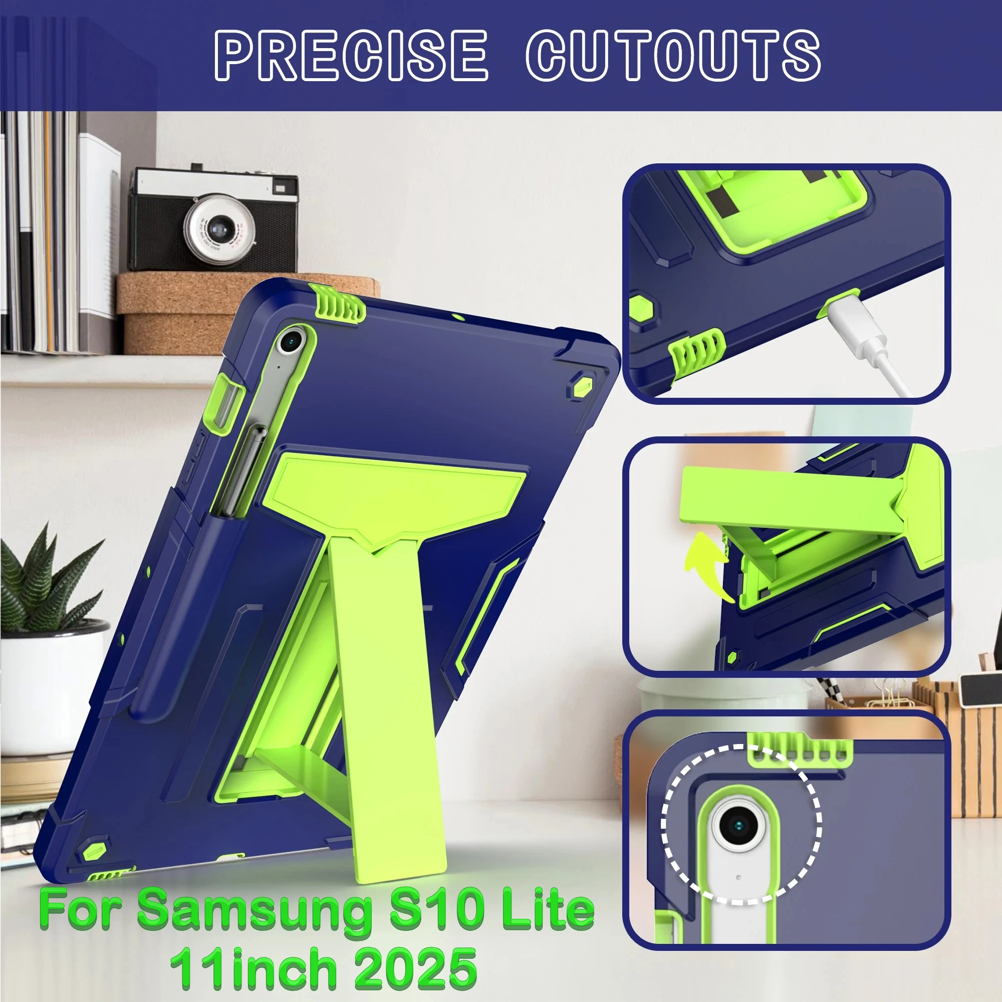 

New 2in1 Kids Heavy Armor Tablet Case for 2025 Samsung Galaxy S10 Lite FE 10.9" Plus 13.1" Holder Shockproof Cover with Pen Slot