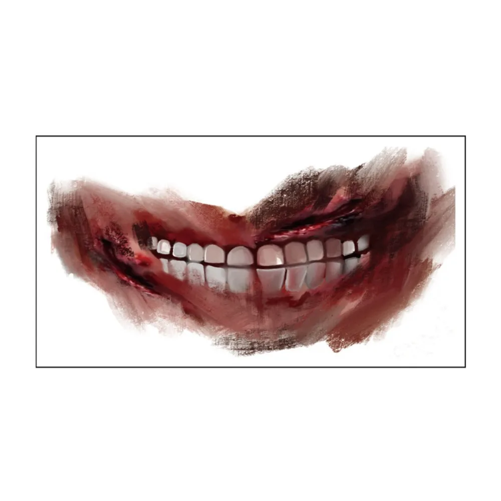 

Waterproof Halloween Mouth Sticker Sweatproof Long-lasting Zombie Cosplay Props Disposable Punk Bloody Makeup Tattoo Sticker