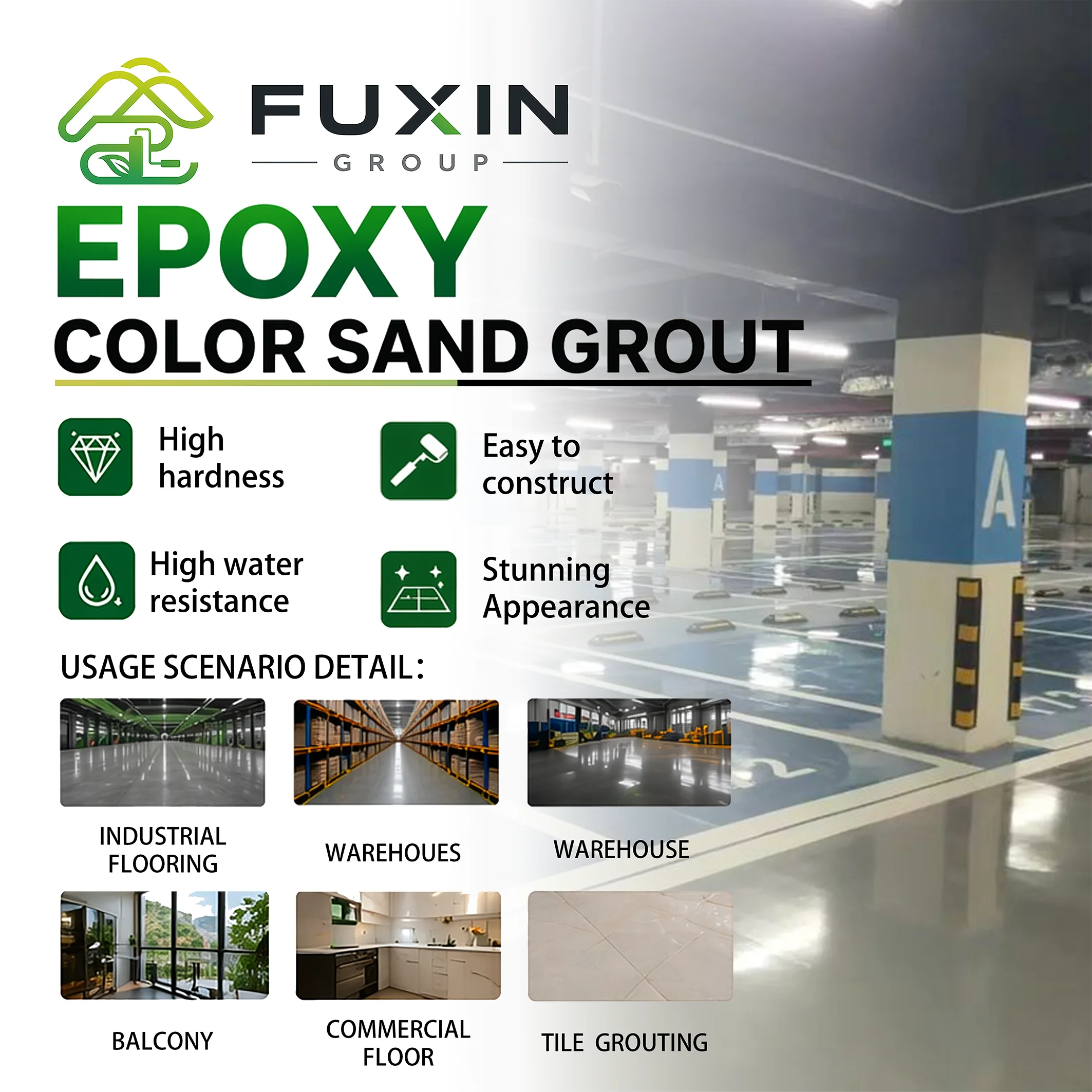 Lantai Epoxy Berwarna Pasir Tahan Lama Anti Selip Tahan Air Tahan Bahan Kimia Lapisan Lantai Tanpa Sambungan untuk Penggunaan Dalam Ruangan