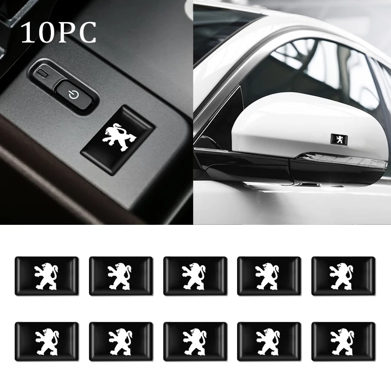 10pcs 3D Car Epoxy Stickers Mirror Trunk Emblem Decals For Peugeot 206 207 208 306 307 308 508 106 107 108 4008 2008 Accessories