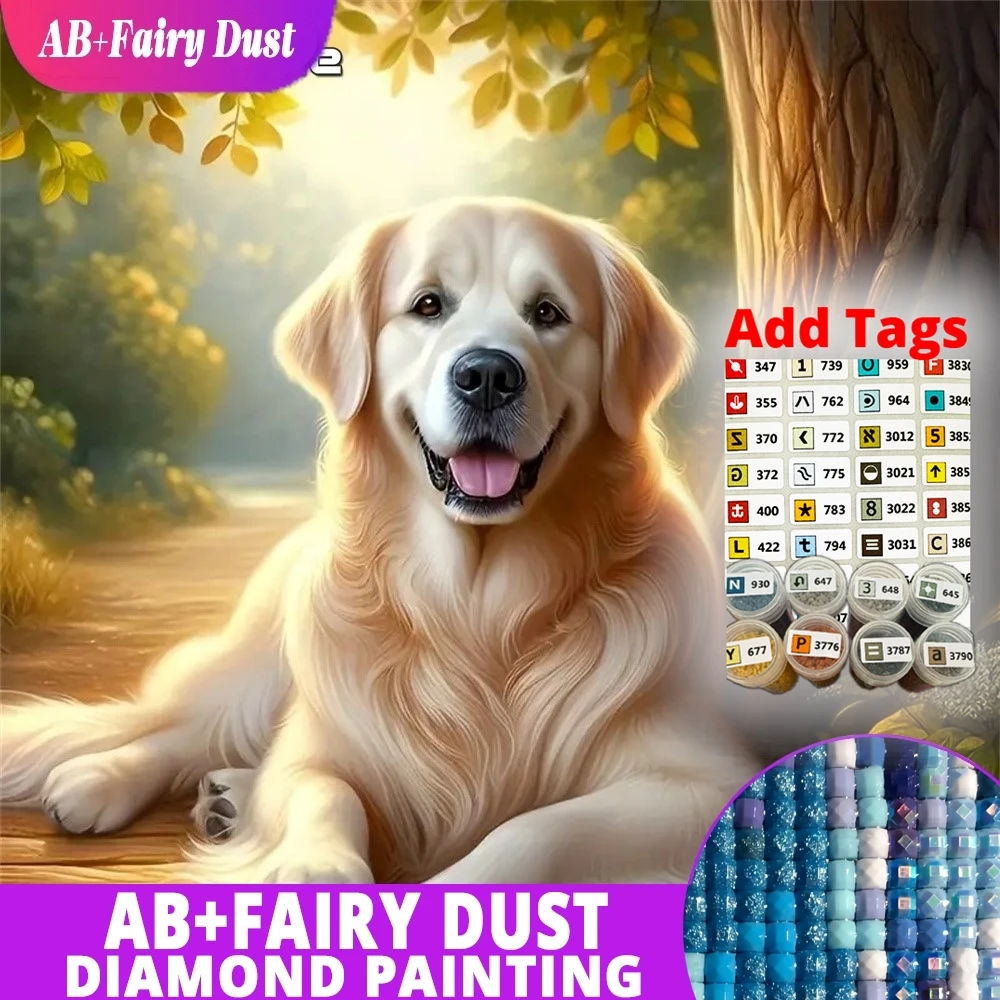 

AB Fairy Dust DMC stickers 5D DIY Diamond Mosaic Dog Animal Acrylic Craft Supplies Embroidery Suitable for Beginners Painting Ho