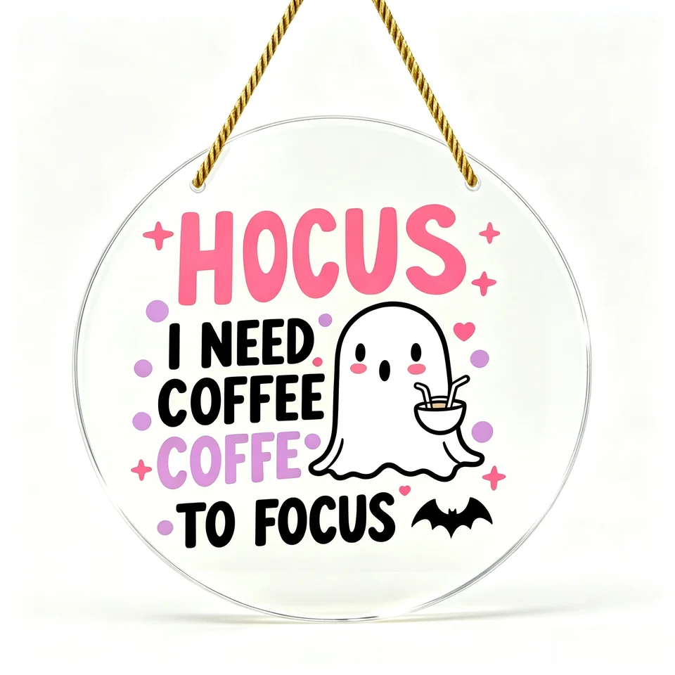 Spooky Coffee Lover Ghost Door Hanger