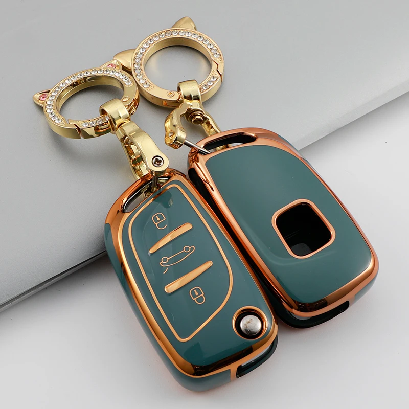 Soft TPU Car Key Case for Peugeot Citroen C1 C2 C3 C4 C5 DS3 DS4 DS5 DS6 Auto 3 Button Auto Accessories Key Shell Full Cover