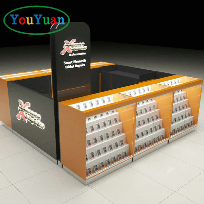 (customized)Mall kiosk phone phone accessories cabinet cellphone store display cabinet glass mobile phone showcase