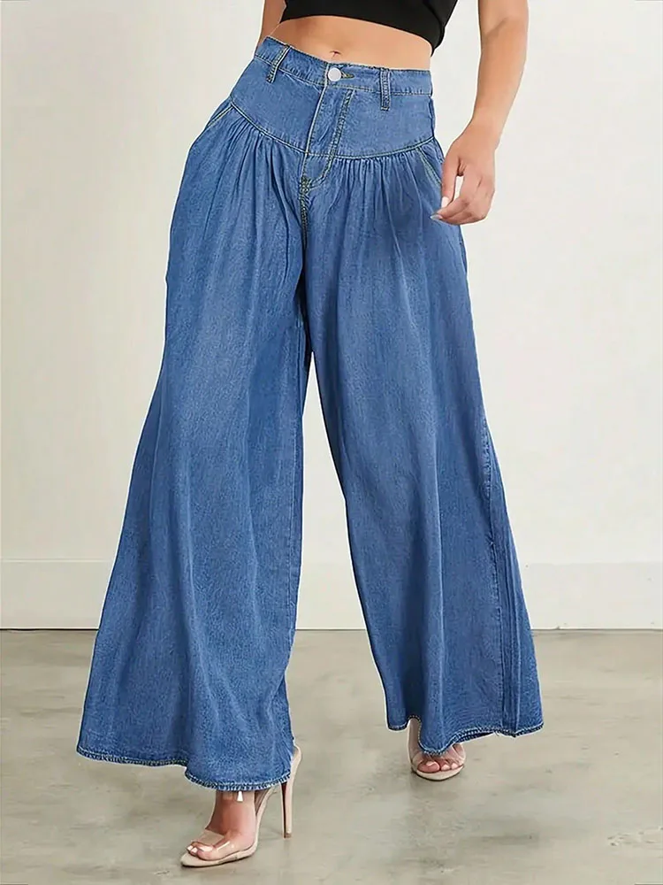 

Autumn And Winter Women'S Wide Legged High Waisted Jeans Harajuku Fashion Korean Streetwear Y2k Loose Oversize Casual Pants