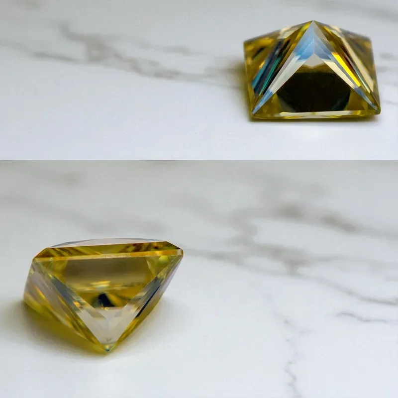 

Moissanite Stone Princess Cut Lemon Yellow Color Lab Grown Diamond Gemstone Charms Jewelry for Woman with GRA Certificate