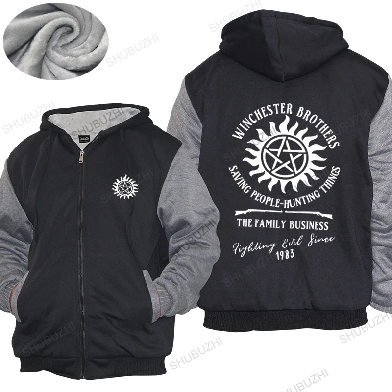 Abrigo cálido de invierno para hombre, tops sueltos, Supernatural Brothers hunun Things, Sudadera con capucha unisex de forro polar, Dean Sam Castiel