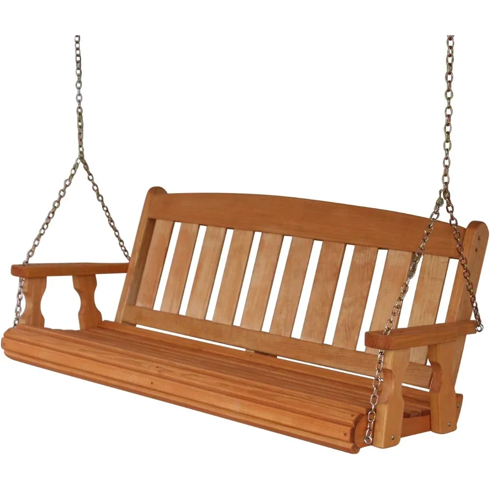 Heavy Duty 800 Lb Mission Treated Porch Swing with Hanging Chains (4 Foot, Cedar Stain), Patio Swings