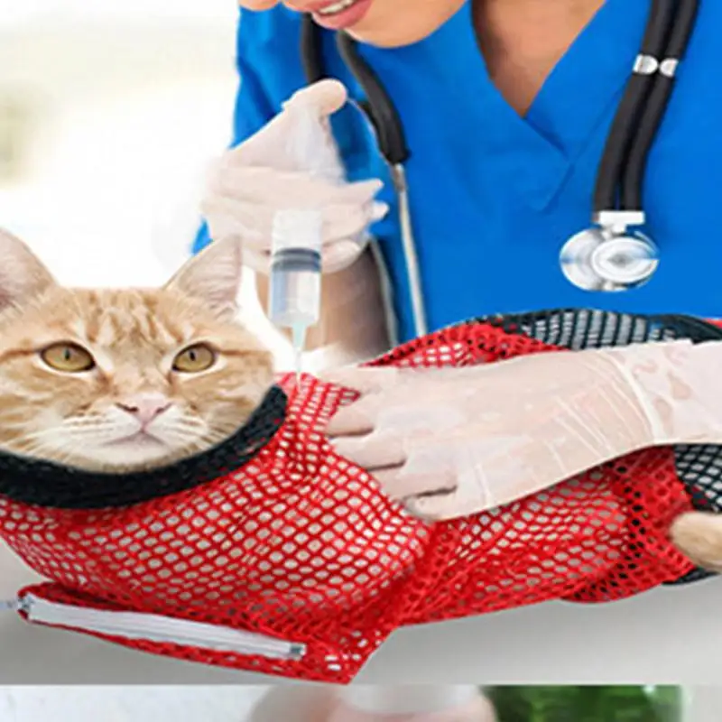 Cat Shower Bag 2PCS Cat Grooming Net Bag Breathable Mesh Restraint Shower Bag Multifunctional Grooming Bag For Medicine Taking