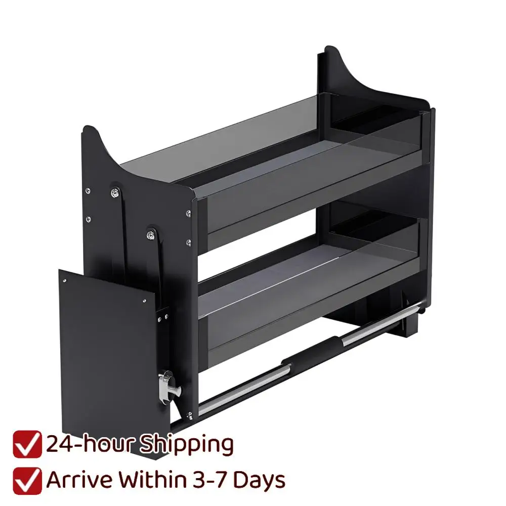 

2-Tier Pull Down Cabinet Organizer Aluminum Alloy 22.2 Inch Seasoning Storage Pull Basket Large Storage Space 15kg