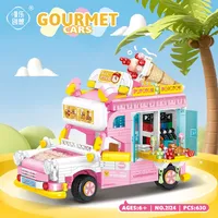 WLtoys 2124 630pcs Ice Cream Truck Street View Food Truck Mini Building Blocks Food Model Building Blocks Kids Toys Boys Girls