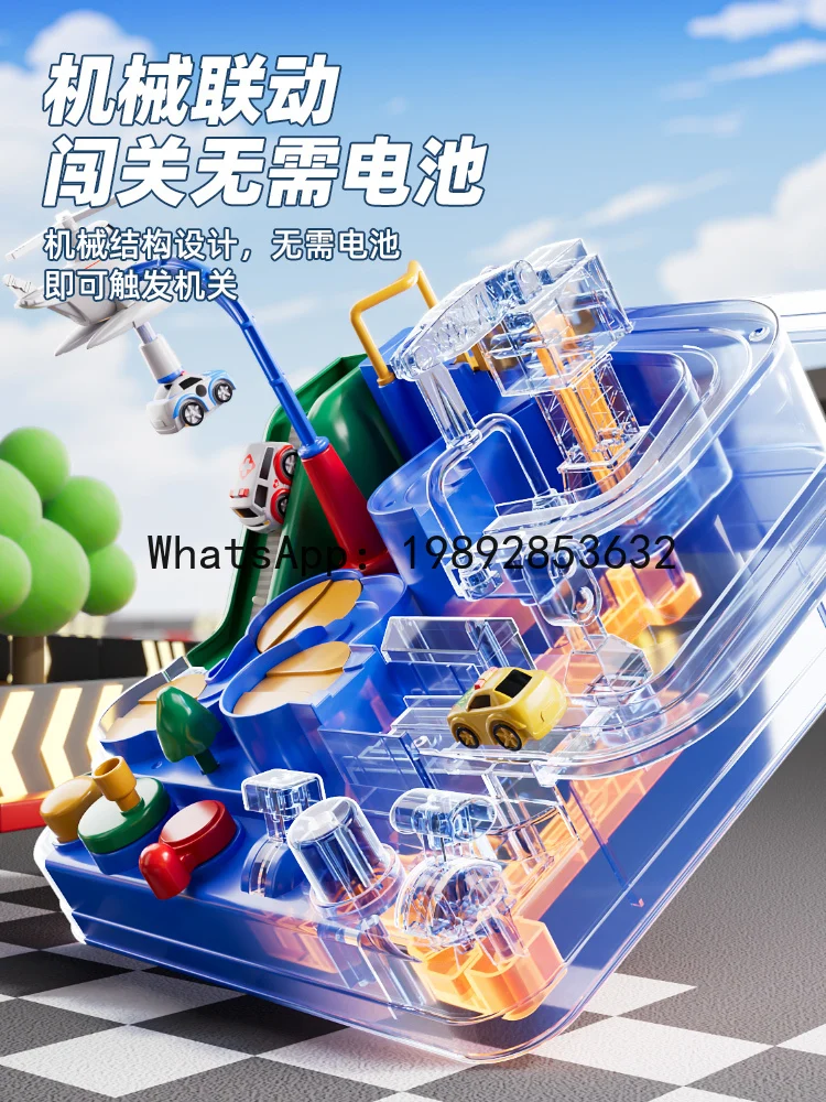 Giocattolo educativo per bambini, piccolo treno, pista, auto, avventura, parcheggio