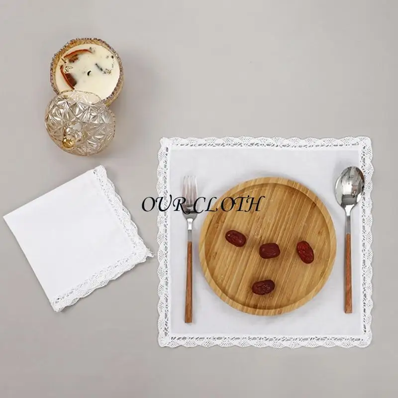Decorative White Cotton Handkerchief