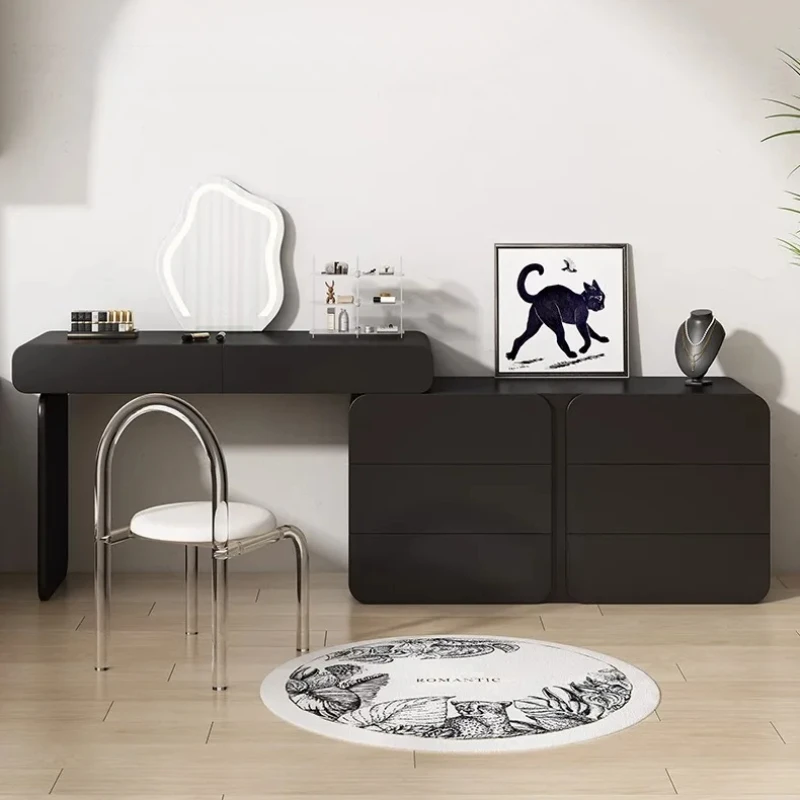 

Luxury Cheap Bedroom Makeup Vanities Dresser Drawer Desk Dressing Table Cabinet Minimalist Black Mirror Nordic furniture home