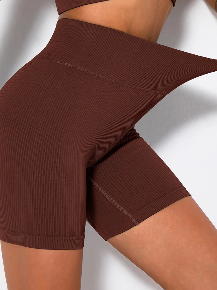 Seamless Knitted Sports Shorts Casual High Waist Push Up Cycling Shorts Fitness Running Tight Hip Lifting Yoga Shorts Sportswear