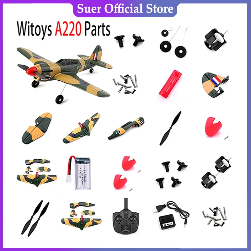 WLtoys XK A220 P40 RC Glider Spare Parts Remote Control  Propeller Motor Main Board Steering Gear Fan Blade Frame