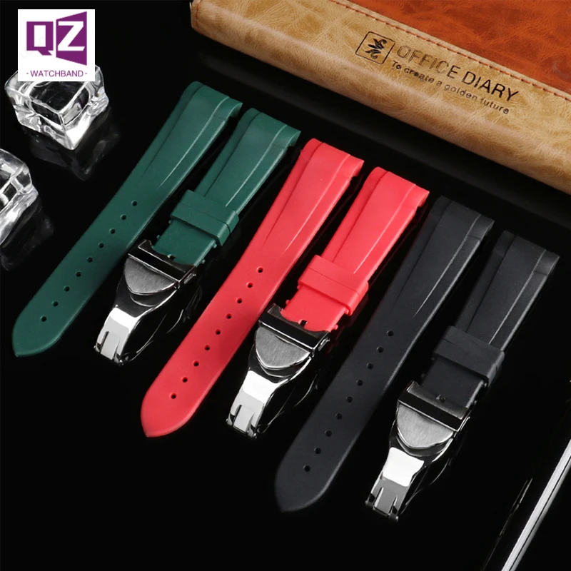 

Rubber Watchband for Tudor Black Bay GMT Fashion strap Curved End Folding Black Blue Red Green 22mm High quality Wrist band