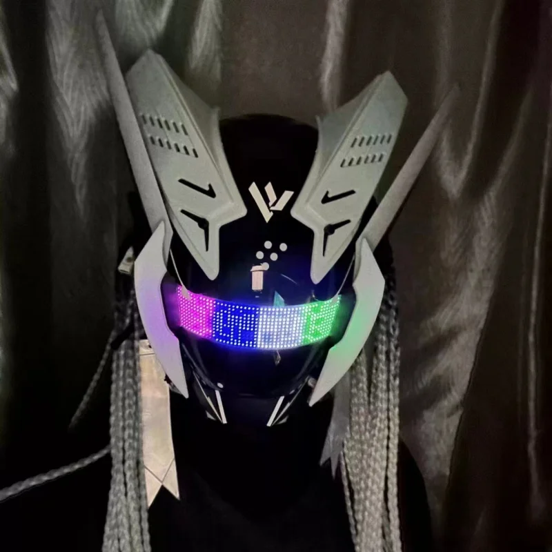 2024 Cyberpunk Mask cos Personality diy Luminescent helmet Trend mask Overpowering Mecha Gundam Cool Knight