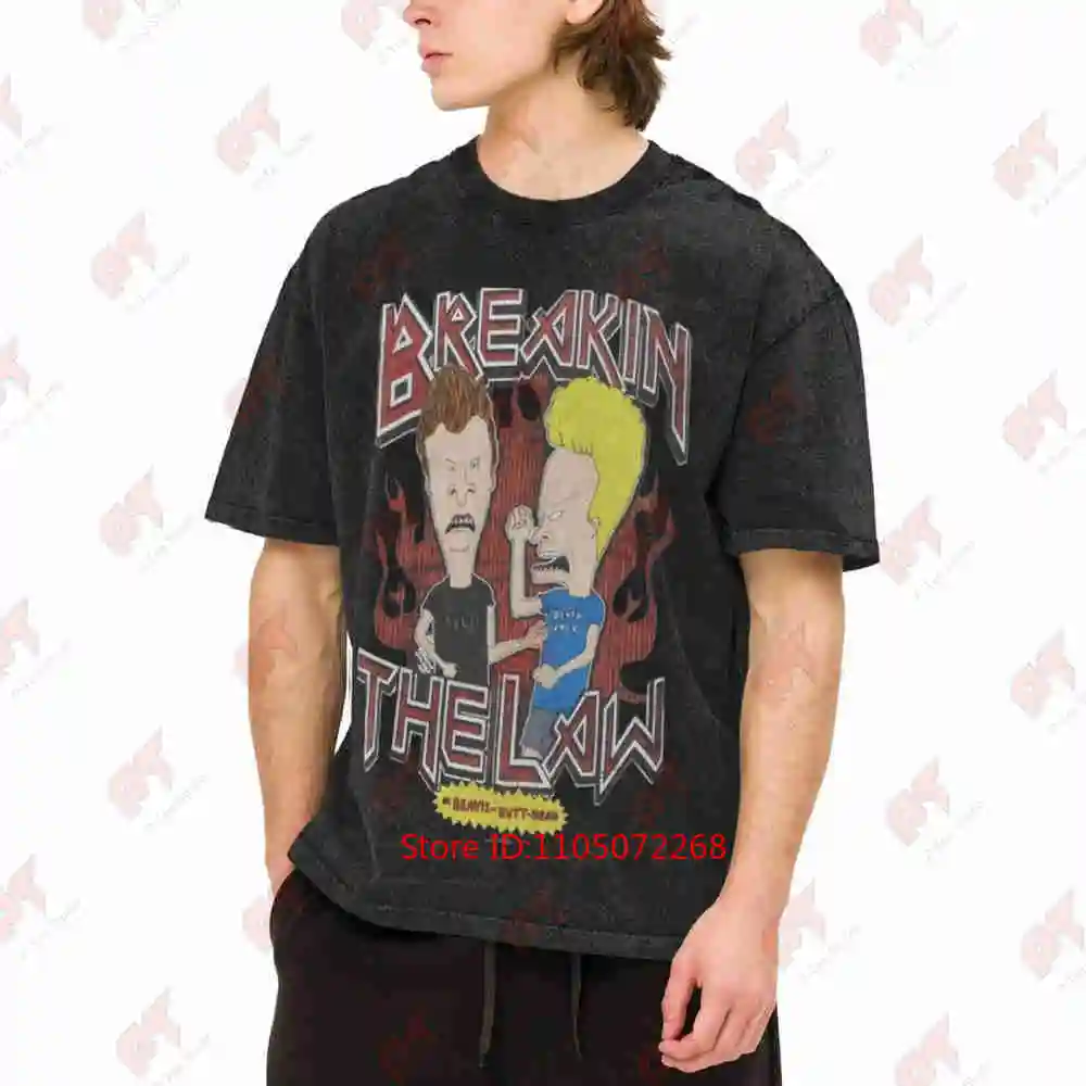 Beavis And Butt Head Breaking The Law Vintage Washed Tee Pure Cotton T-Shirt