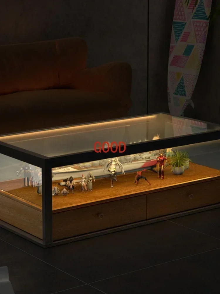 1 Multi-Functional Creative Glass Storage Coffee Table Modern Industrial Wind Net Red Lego Hand-Made Display Cabinet